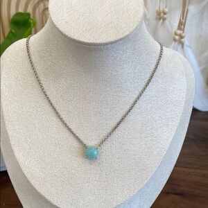 New Hespera Elegant Silver Necklace with genuine amazonite gemstone